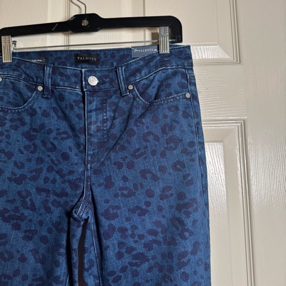 Talbots Navy Blue Leopard Patterned Skinny Jeans Size 2 - Picture 2 of 13